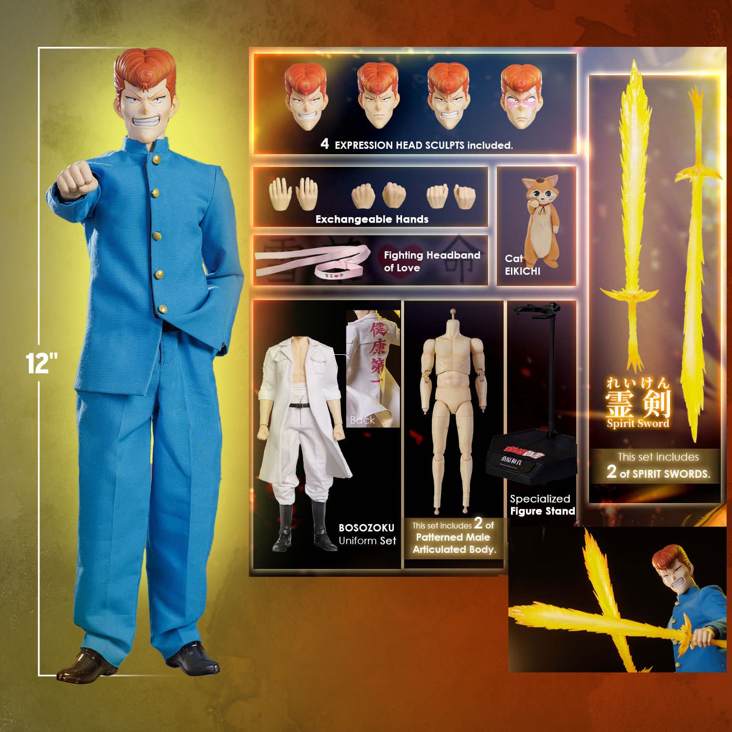 YuYu Hakusho Kazuma Kuwabara (Luxury Edition) Sixth Scale Figure  (Prototype Shown) View 2