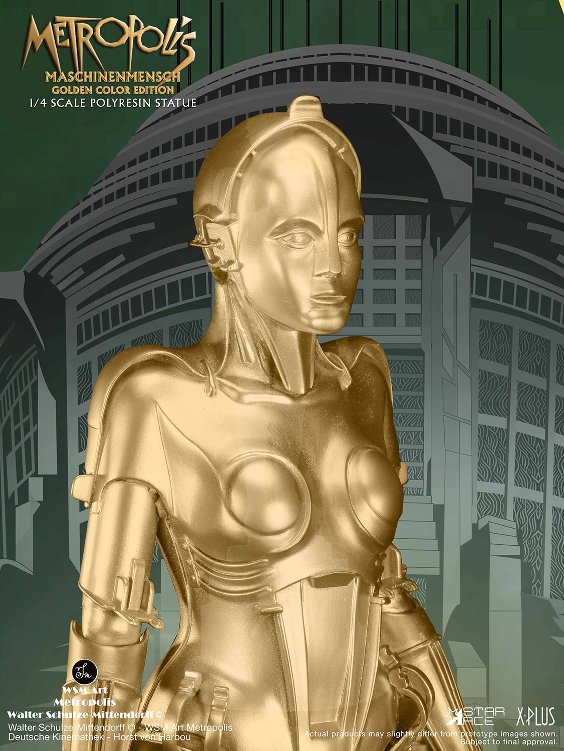 Metropolis Maschinenmensch (Gold Color) Statues  (Prototype Shown) View 3
