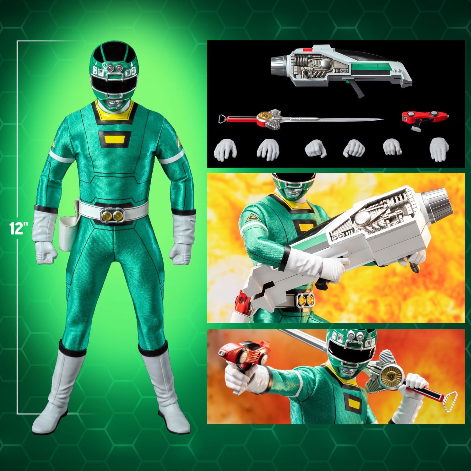 Power Ranger Turbo Green Turbo Power Ranger Sixth Scale Figure  (Prototype Shown) View 2