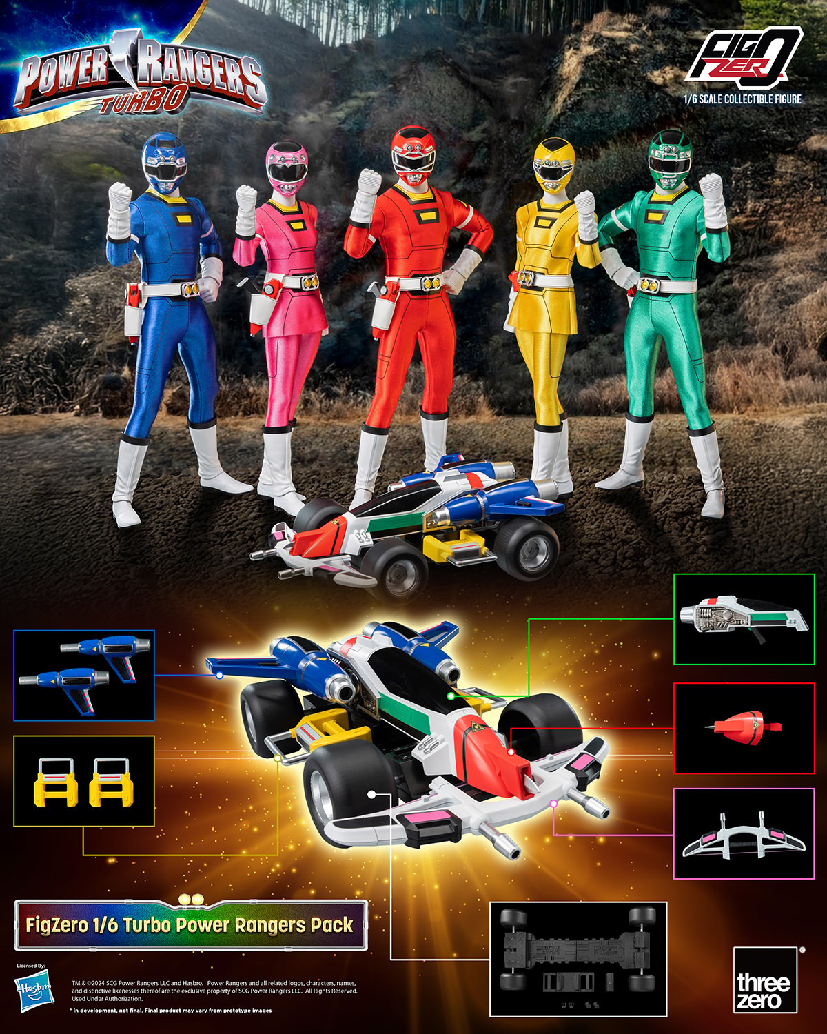 Power Ranger Turbo Turbo Power Rangers Pack Sixth Scale Figure Set  (Prototype Shown) View 6