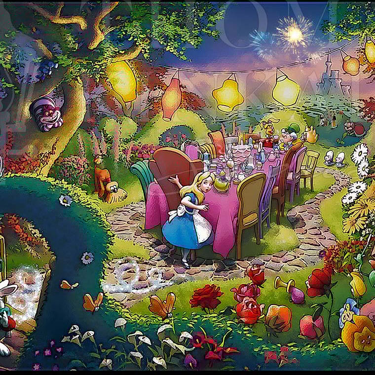 Mad Hatter's Tea Party Stained Glass by Art Brand Studios
