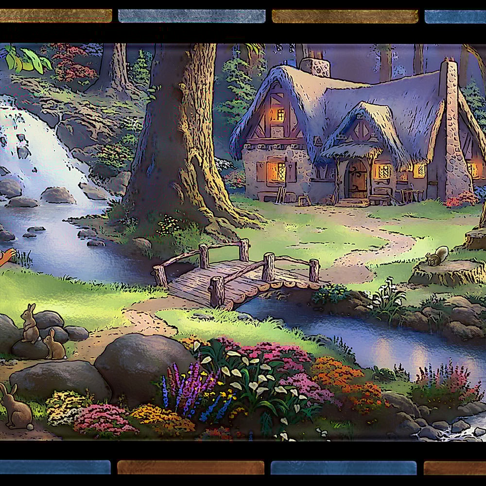 Snow White Discovers the Cottage Stained Glass by Art Brand