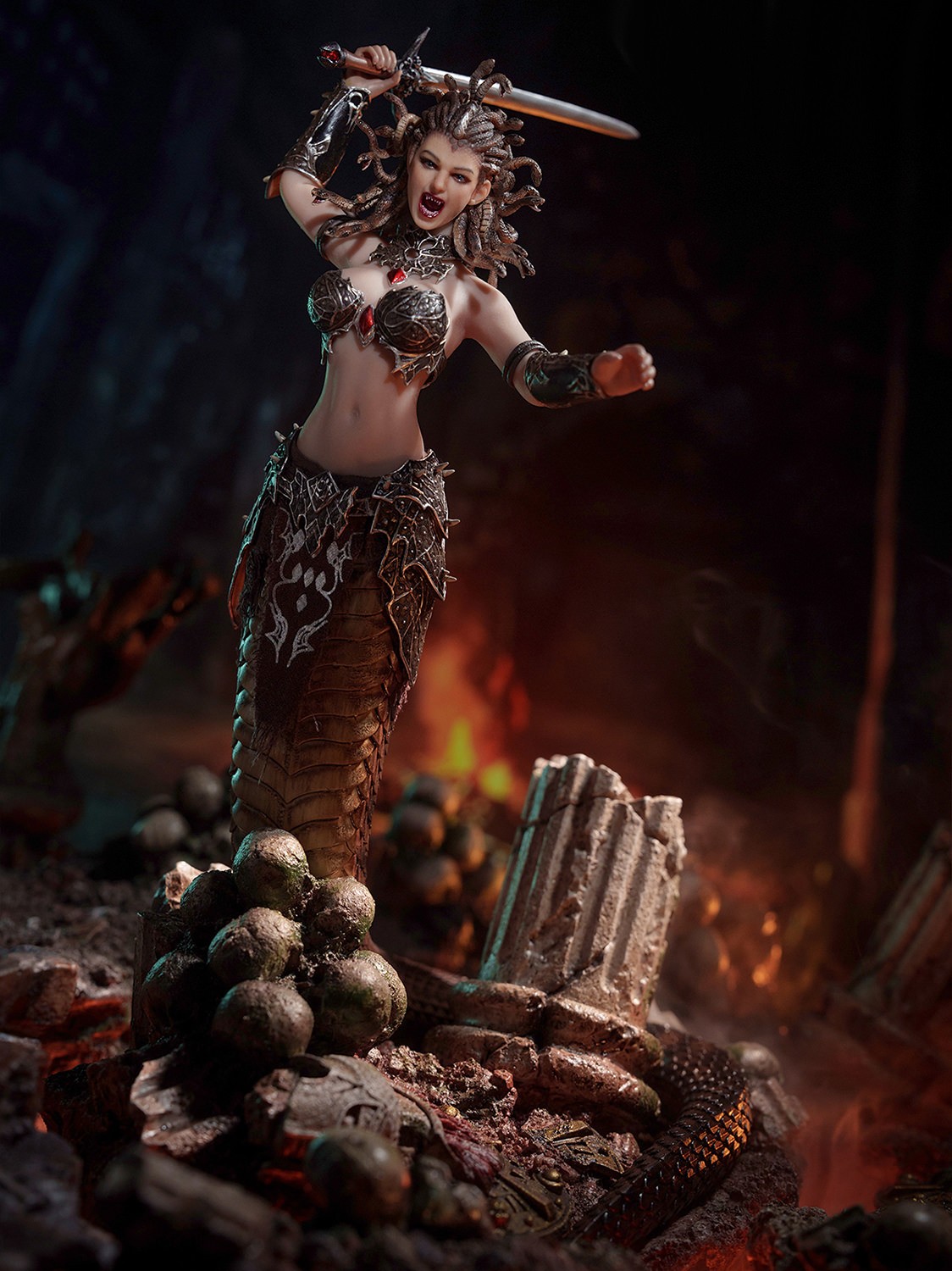 Medusa with Tail (Silver) Action Figure  (Prototype Shown) View 1
