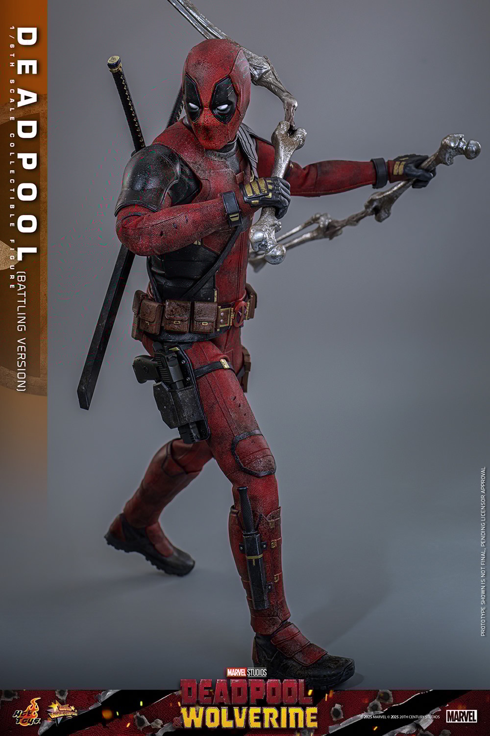Deadpool Hot Toys com pose de ação