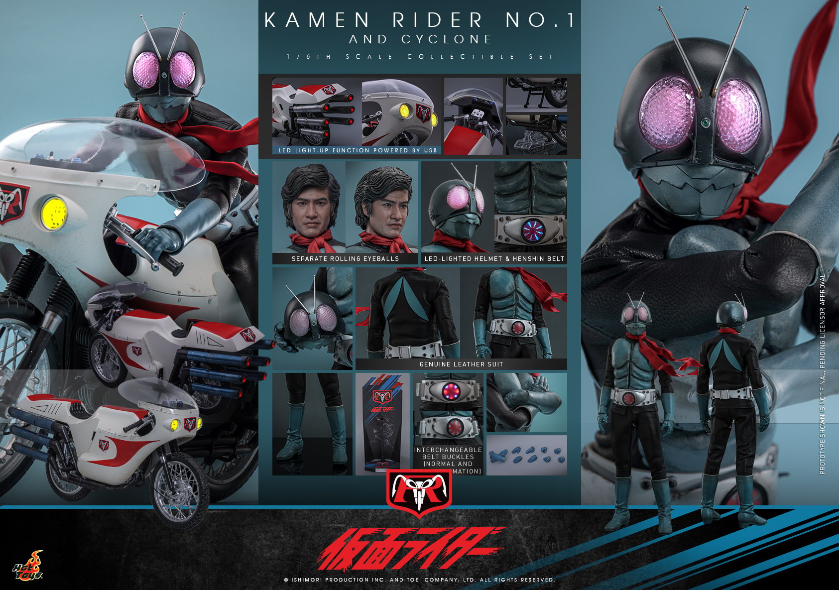 Kamen Rider Kamen Rider No. 1 and Cyclone Sixth Scale Figure Set  (Prototype Shown) View 18