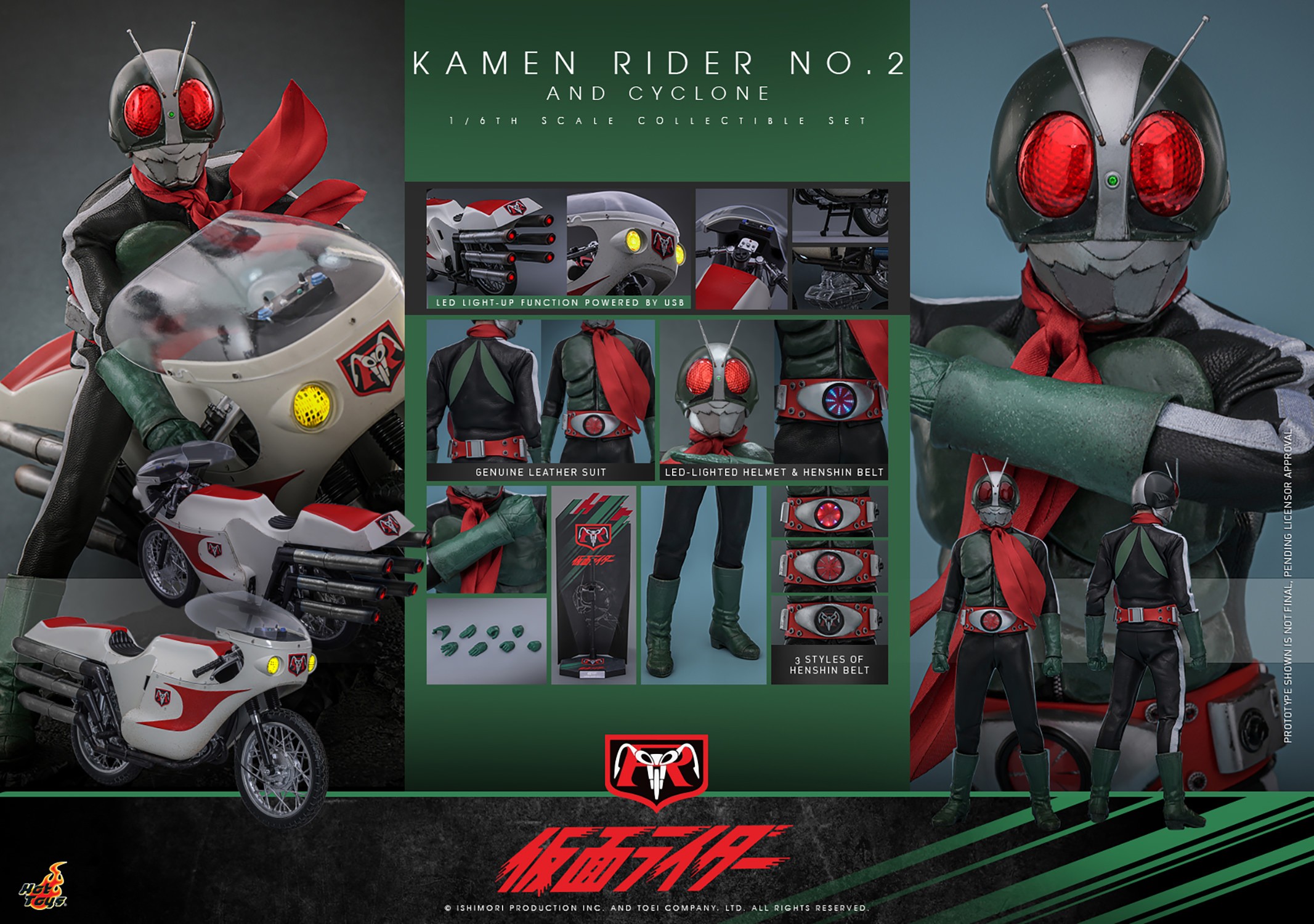 Kamen Rider Kamen Rider No. 2 and Cyclone Sixth Scale Figure Set  Collector Edition (Prototype Shown) View 14