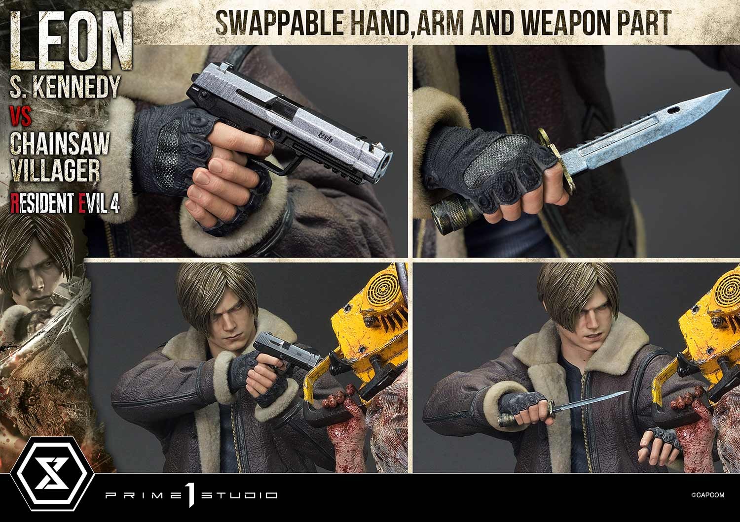 Resident Evil Leon S. Kennedy vs. Chainsaw Villager Quarter Scale Statue  (Prototype Shown) View 9
