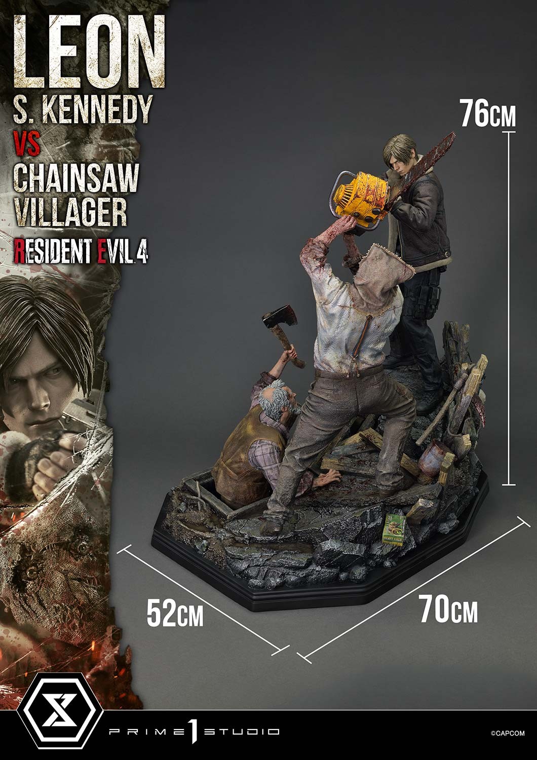 Resident Evil Leon S. Kennedy vs. Chainsaw Villager Quarter Scale Statue  (Prototype Shown) View 10