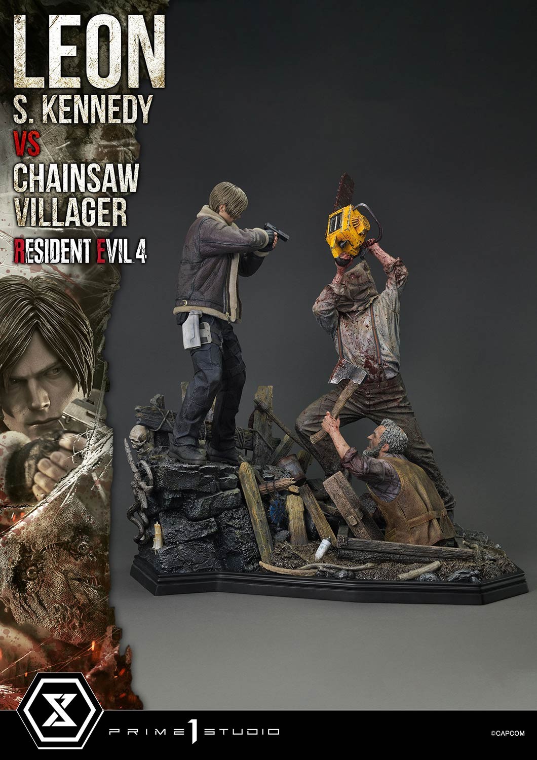 Resident Evil Leon S. Kennedy vs. Chainsaw Villager Quarter Scale Statue  (Prototype Shown) View 13