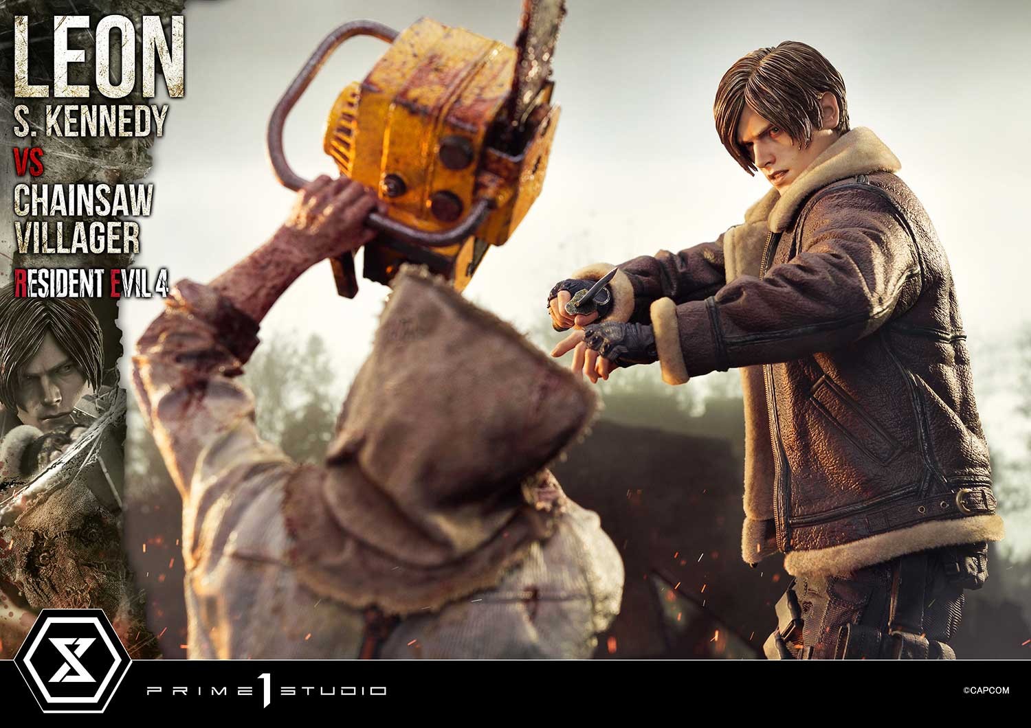 Resident Evil Leon S. Kennedy vs. Chainsaw Villager Quarter Scale Statue  (Prototype Shown) View 20