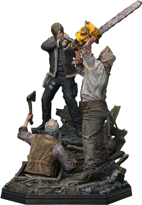 Resident Evil Leon S. Kennedy vs. Chainsaw Villager Quarter Scale Statue  (Prototype Shown) View 24