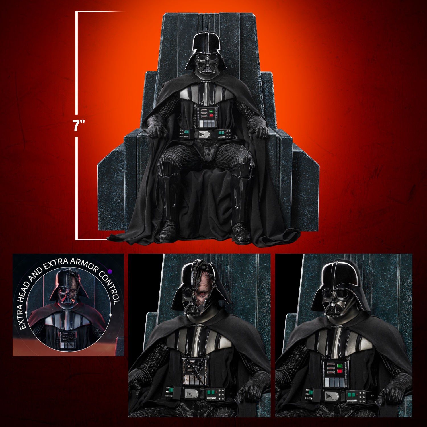 売れ筋がひ贈り物！ Vader Darth on Iron by Statue Scale Art 1:10 Deluxe Throne 特撮
