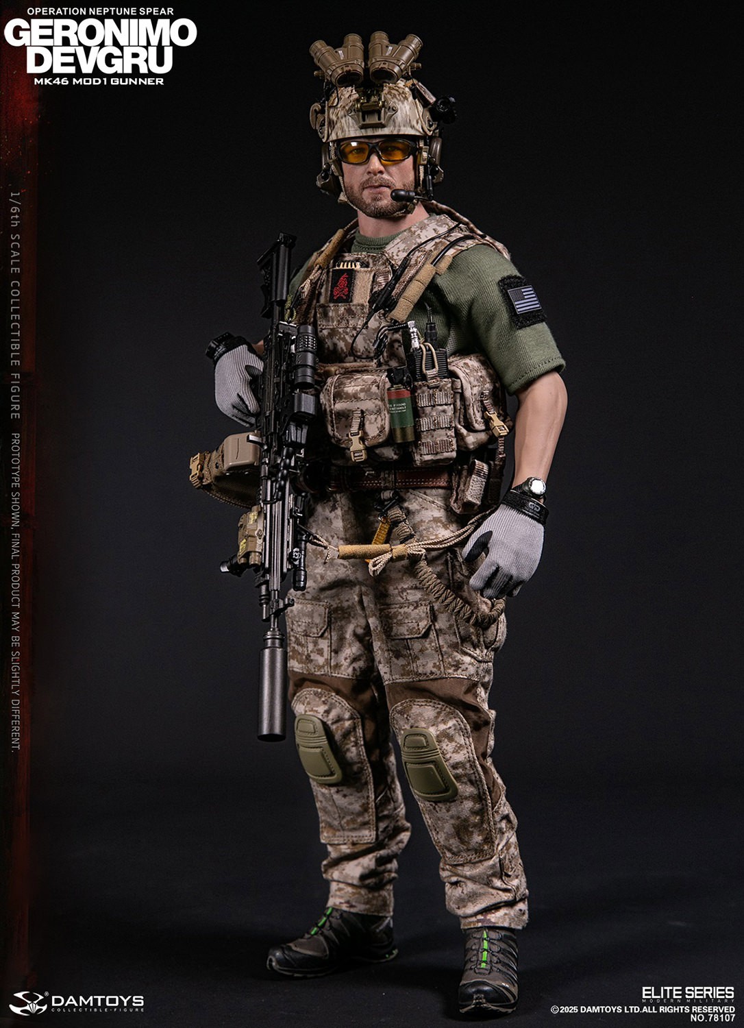 Modern Military GERONIMO DEVGRU - MK46 MOD1 Gunner (Operation Neptune Spear) Sixth Scale Figure  (Prototype Shown) View 12