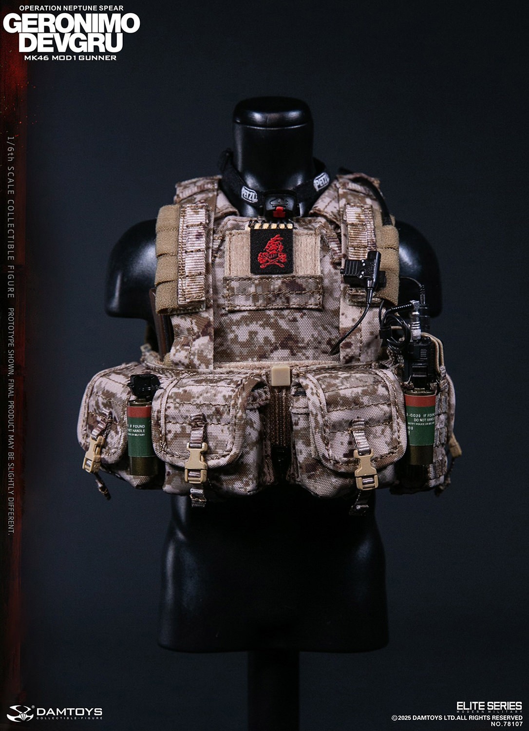 Modern Military GERONIMO DEVGRU - MK46 MOD1 Gunner (Operation Neptune Spear) Sixth Scale Figure  (Prototype Shown) View 14