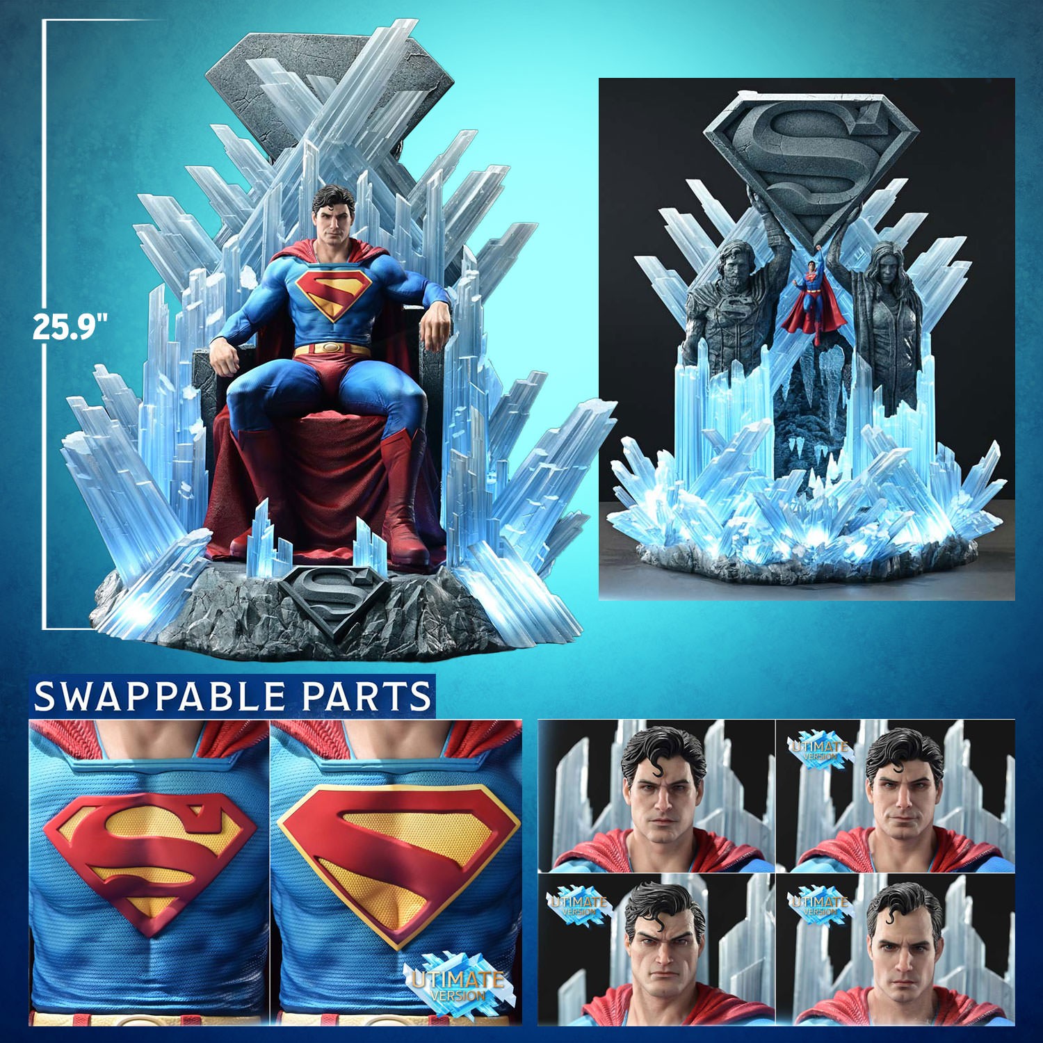 DC Comics Superman Fortress of Solitude on Throne (Ultimate Version) Quarter Scale Statue  (Prototype Shown) View 2