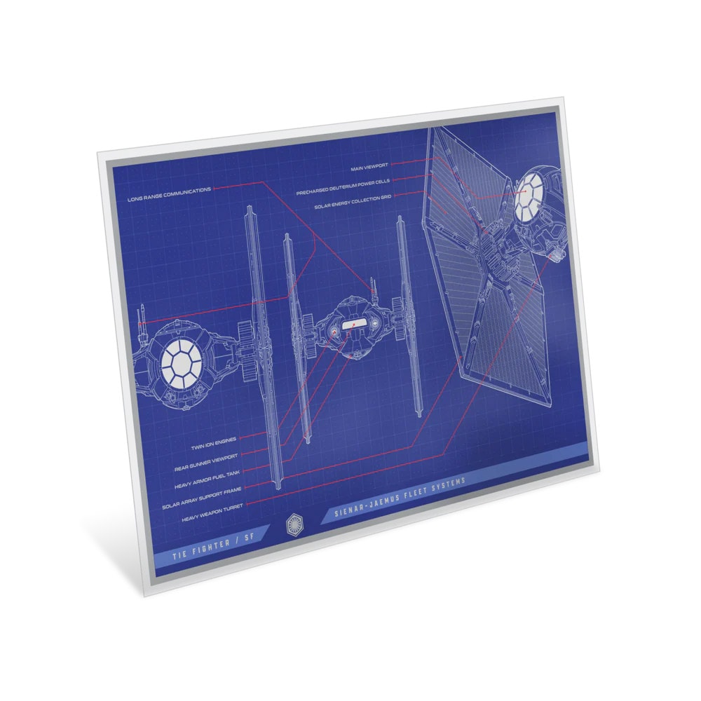 Star Wars TIE Fighter / SF™ Blueprint Silver Collectible  (Prototype Shown) View 3