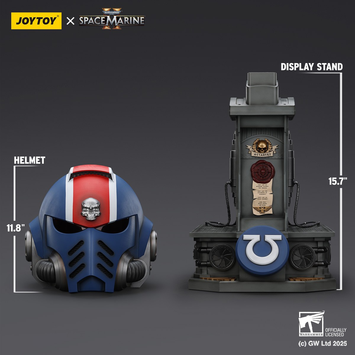 Warhammer 40K Ultramarines Lieutenant Titus MKX Helmet & Display Stand Prop Replica  (Prototype Shown) View 2