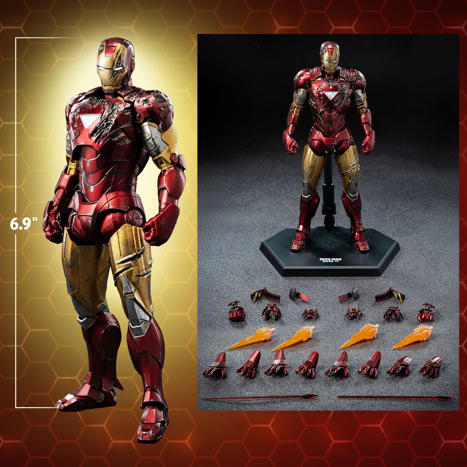 DLX Iron Man Mark 6 (Battle Damaged) Action Figure by
