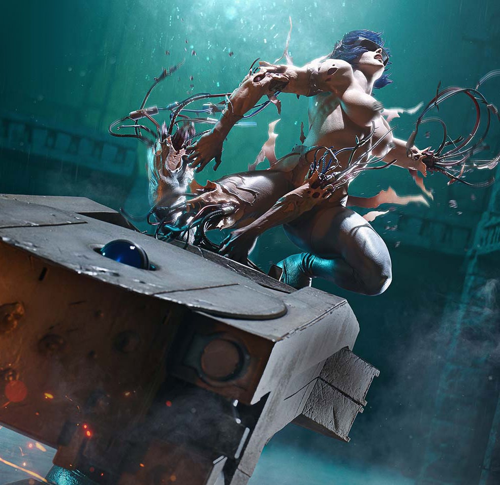 Ghost in the Shell Motoko Kusanagi VS Arachnida Statues  (Prototype Shown) View 3