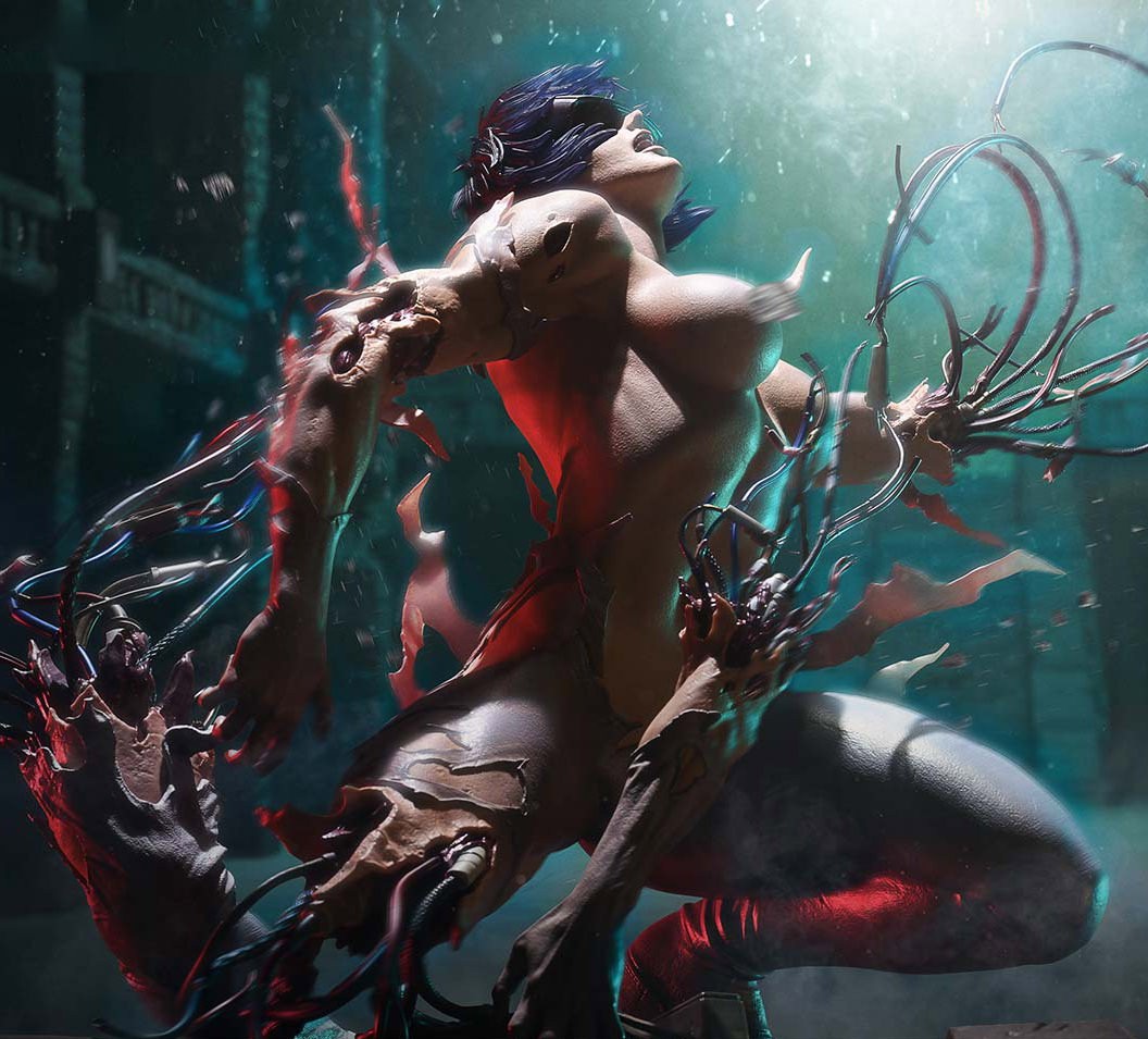 Ghost in the Shell Motoko Kusanagi VS Arachnida Statues  (Prototype Shown) View 5