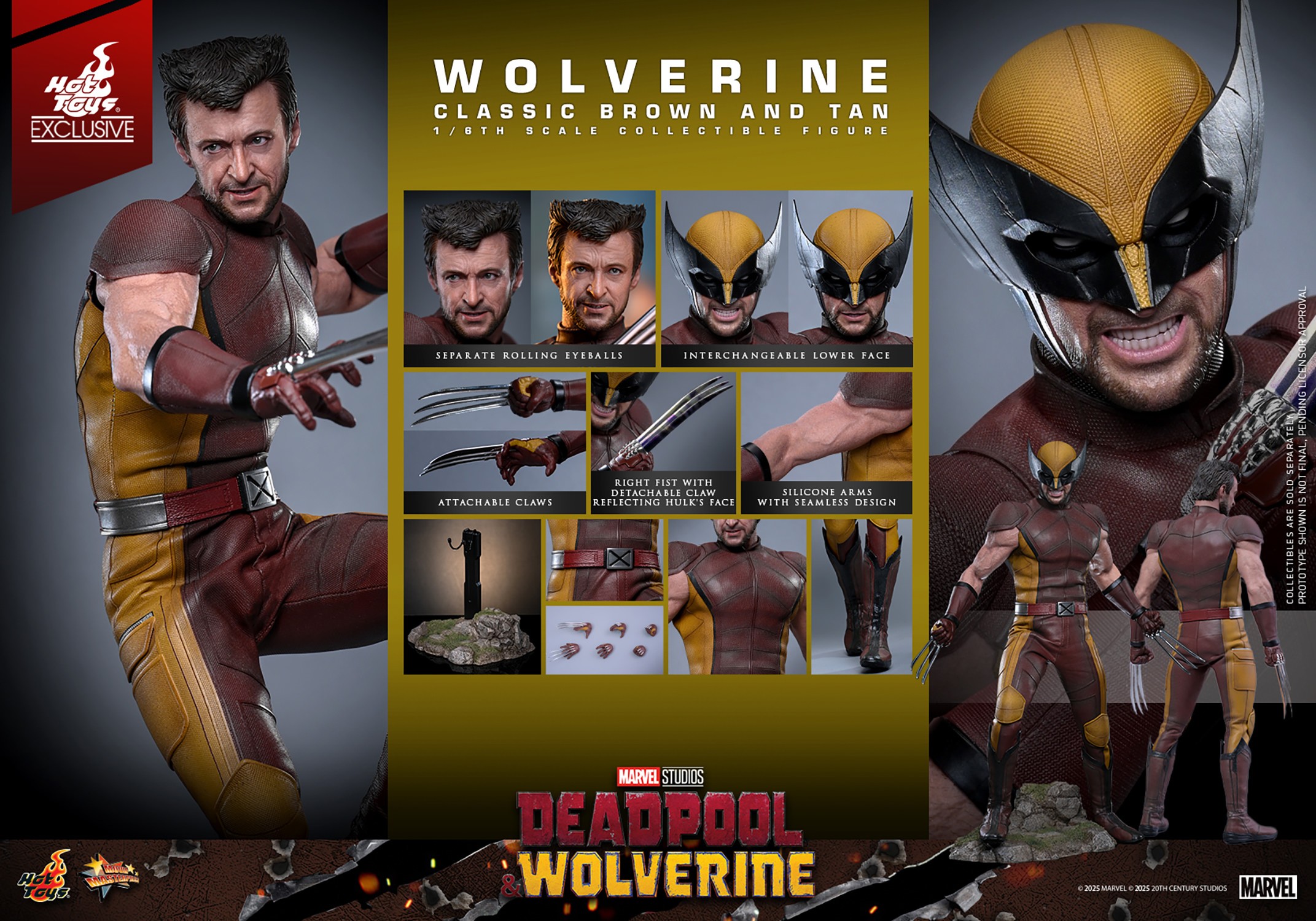 Marvel Wolverine (Classic Brown and Tan) Sixth Scale Figure  (Prototype Shown) View 22