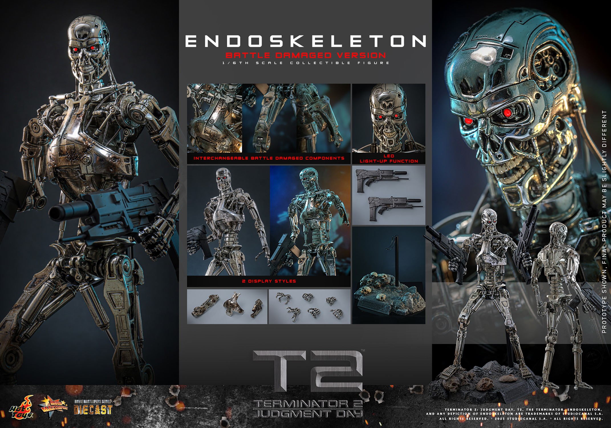 Terminator Endoskeleton (Battle Damaged Version) Sixth Scale Figure  (Prototype Shown) View 21