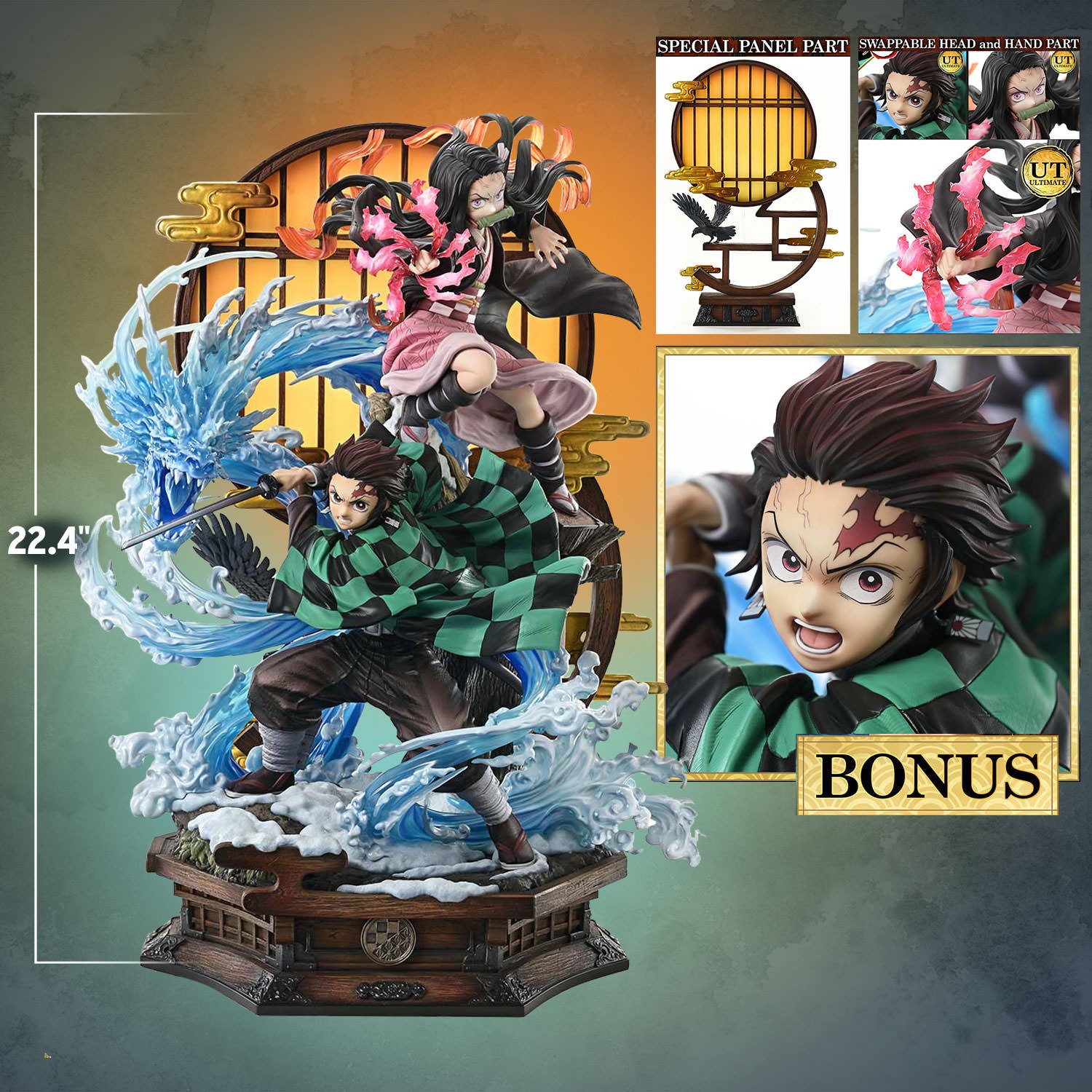 Demon Slayer Kamado Tanjiro & Kamado Nezuko (Ultimate Bonus Version) Statues  (Prototype Shown) View 2
