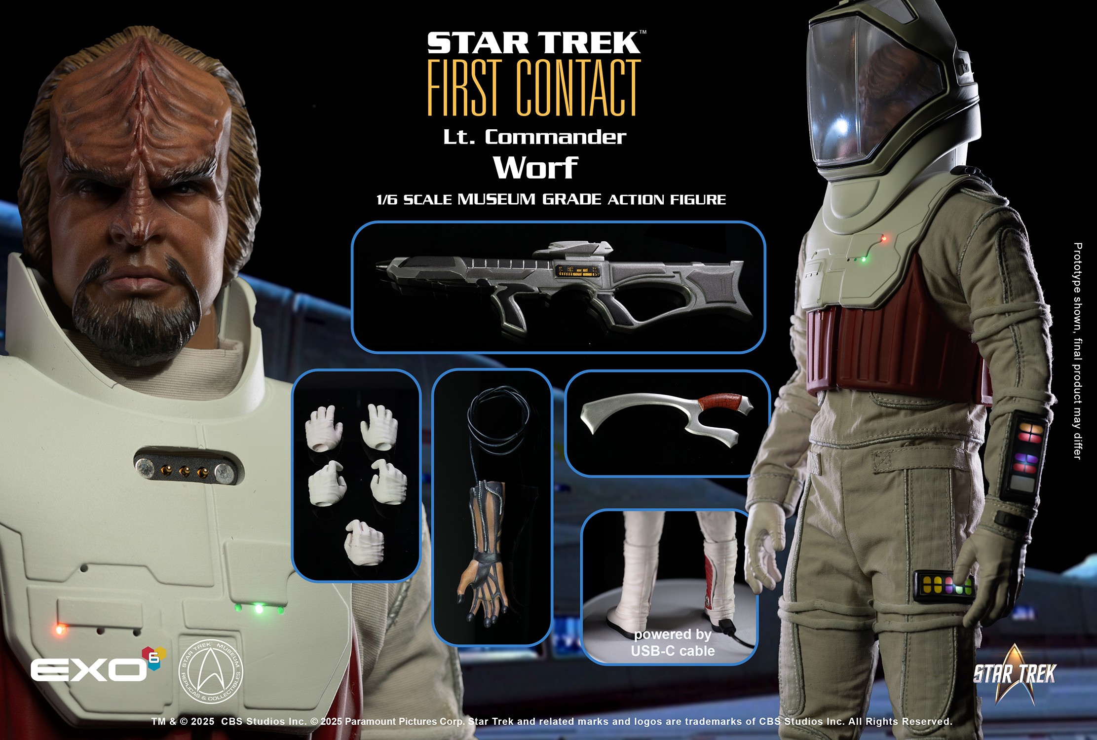 Star Trek Lt. Commander Worf in EVA Suit Sixth Scale Figure  (Prototype Shown) View 12