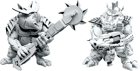 Teenage Mutant Ninja Turtles Bebop & Rocksteady (Black & White Edition) Vinyl Collectible  (Prototype Shown) View 12