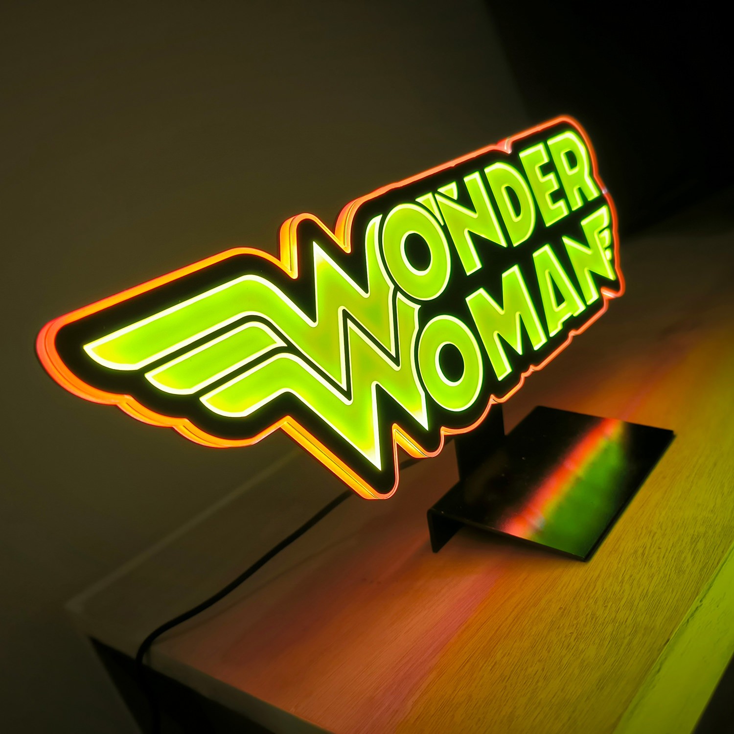 DC Comics Vintage Wonder Woman LED Logo Light (Small) Wall Light  (Prototype Shown) View 3
