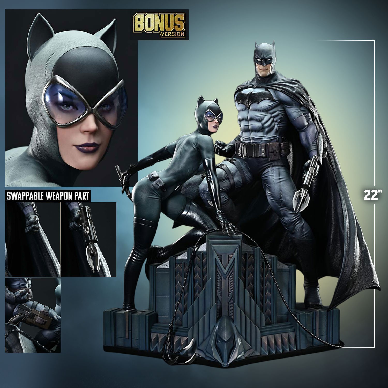 DC Comics Batman & Catwoman (Bonus Version) Quarter Scale Statue  (Prototype Shown) View 2