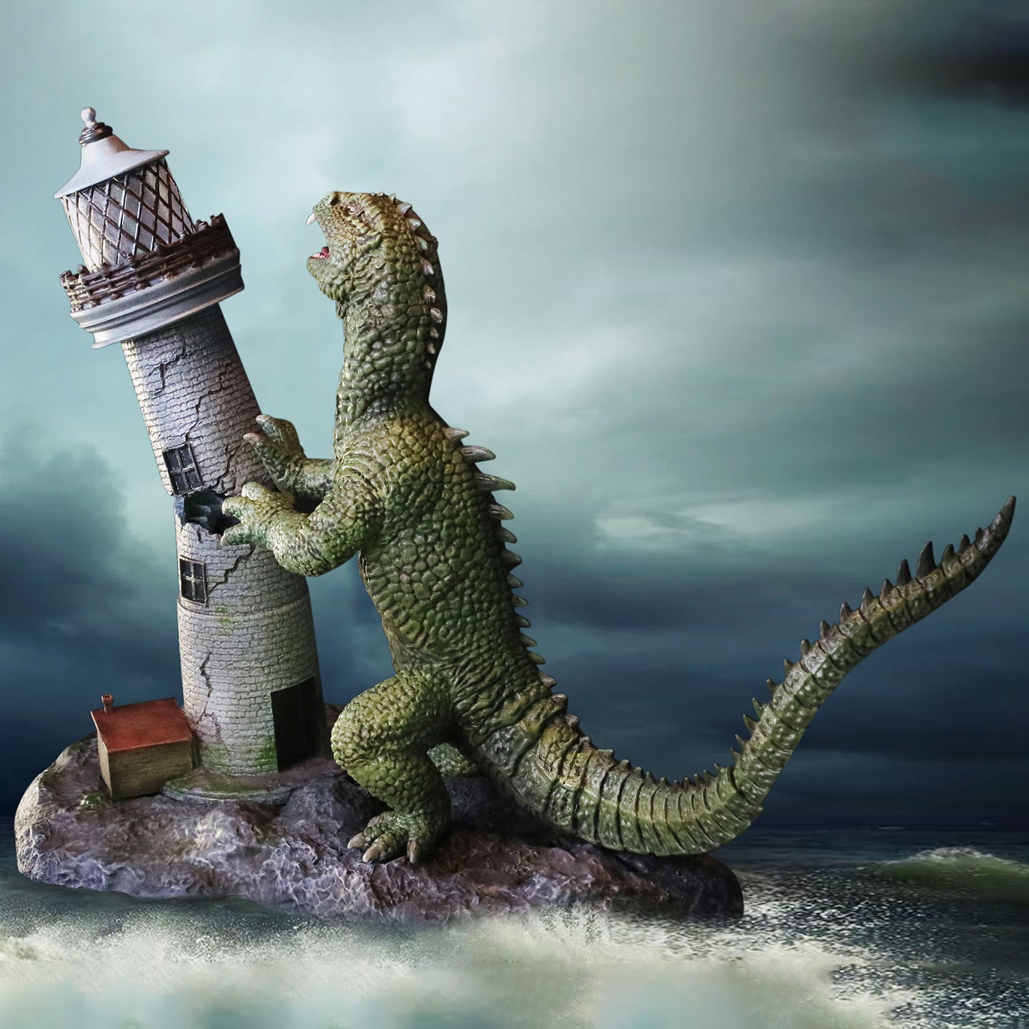 Ray Harryhausen Rhedosaurus Lighthouse Attack Statues  (Prototype Shown) View 3