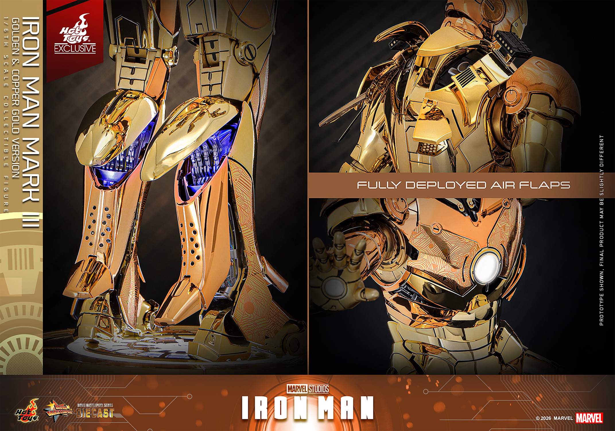 Marvel Iron Man Mark III (Golden & Copper Gold Version) Sixth Scale Figure  (Prototype Shown) View 10