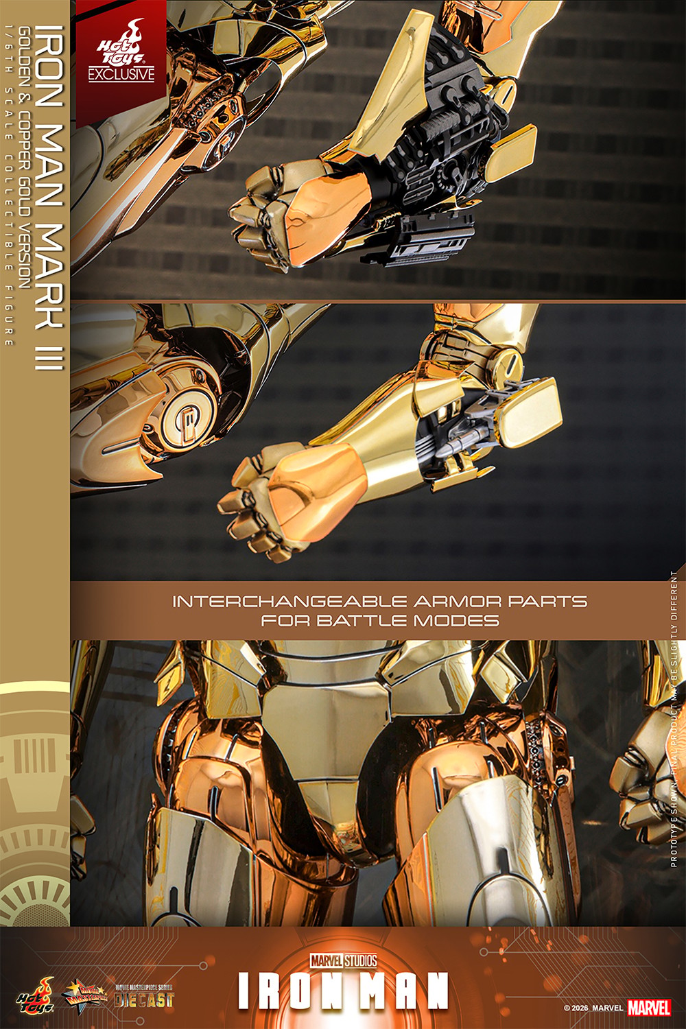 Marvel Iron Man Mark III (Golden & Copper Gold Version) Sixth Scale Figure  (Prototype Shown) View 11