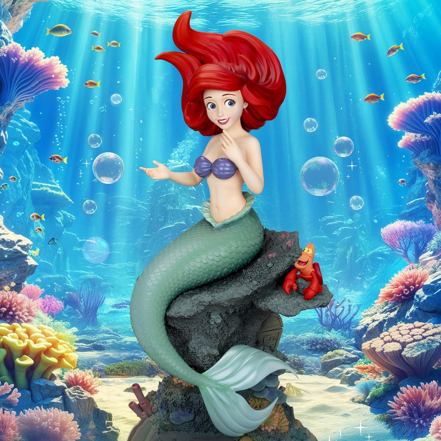 Disney Ariel & Sebastian Statues  (Prototype Shown) View 1