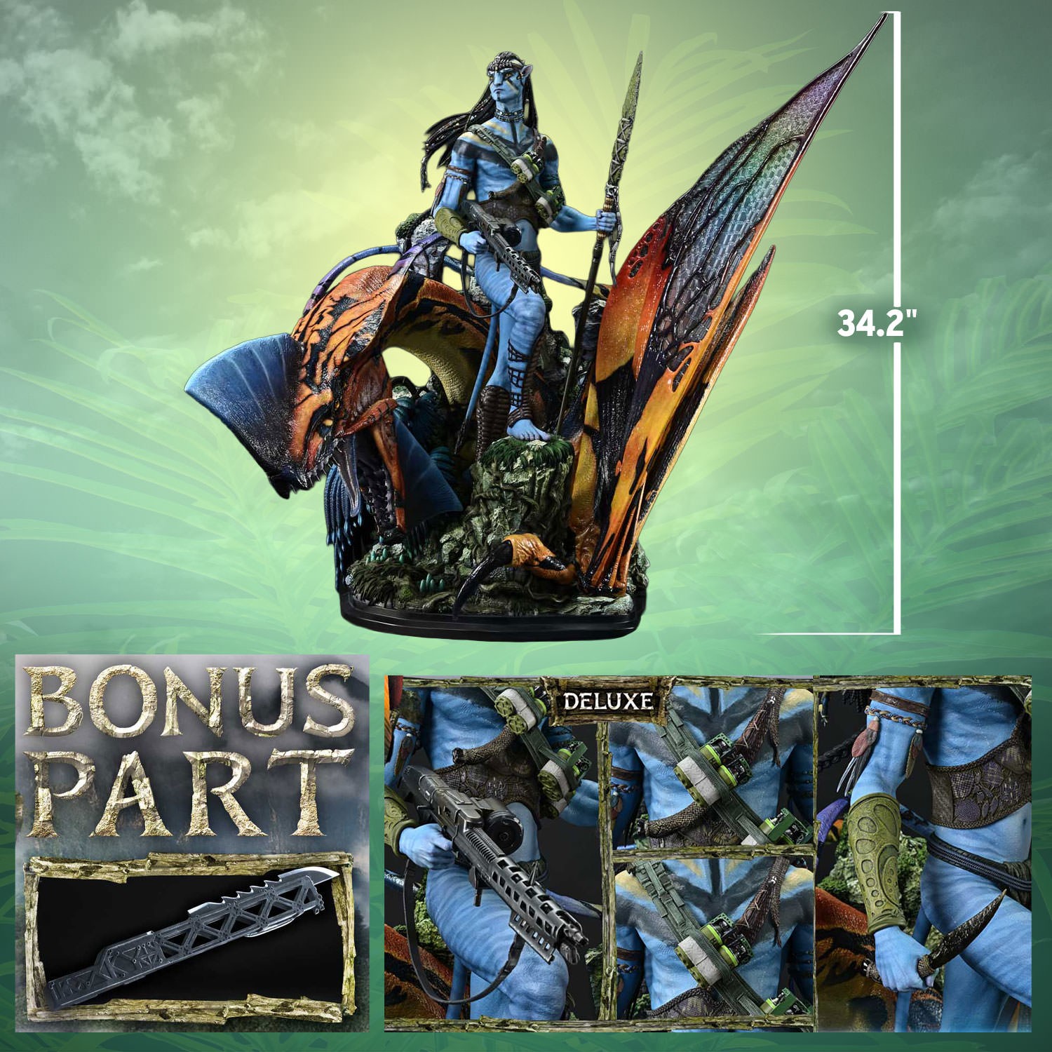 AVATAR Jake Sully & the Great Leonopteryx (Deluxe Bonus Version) Quarter Scale Statue  (Prototype Shown) View 2