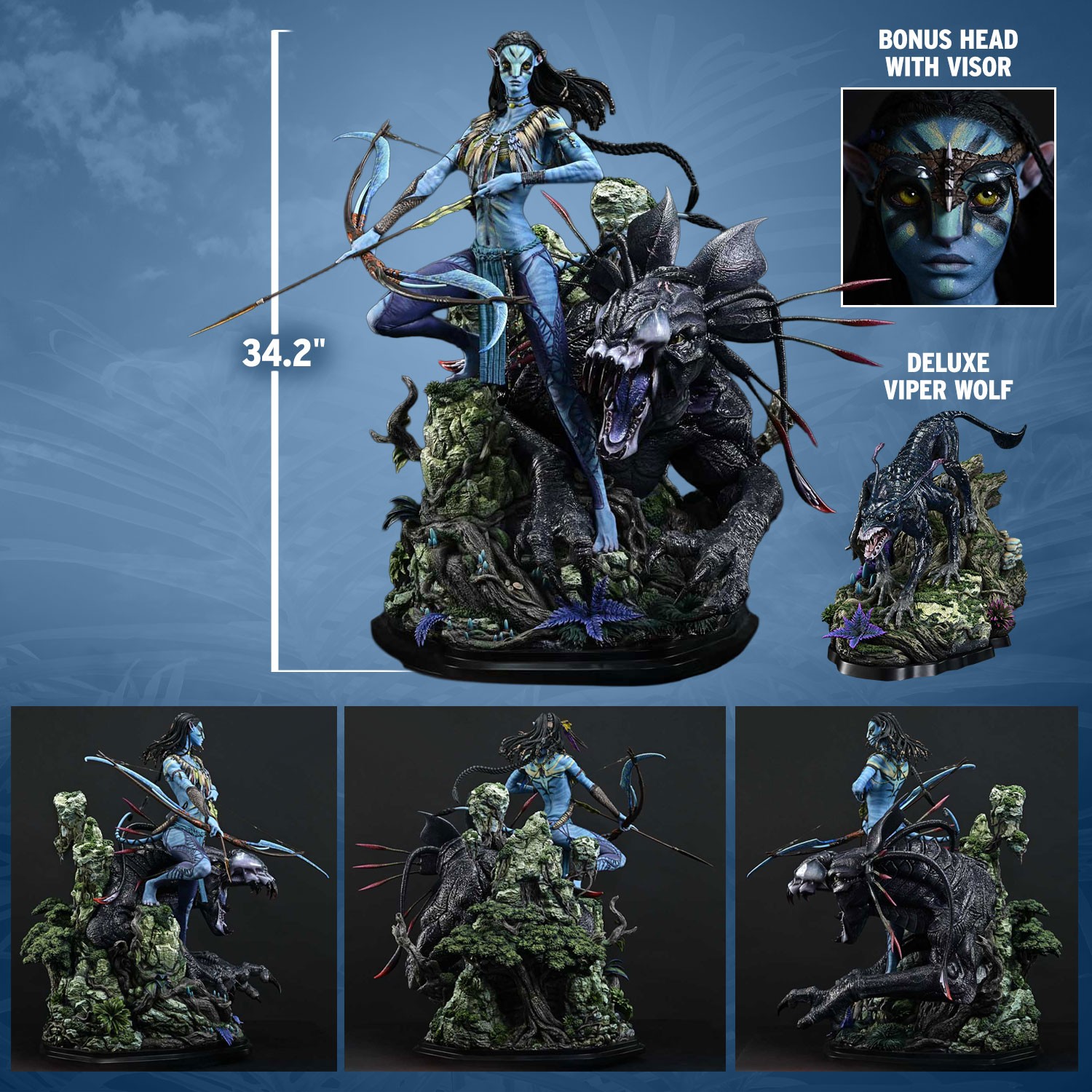 AVATAR Neytiri & Thanator (Deluxe Bonus Version) Quarter Scale Statue  (Prototype Shown) View 2