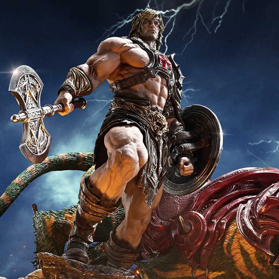 Masters of the Universe He-Man & Battle Cat (Ultimate Bonus Version) Quarter Scale Statue  (Prototype Shown) View 3