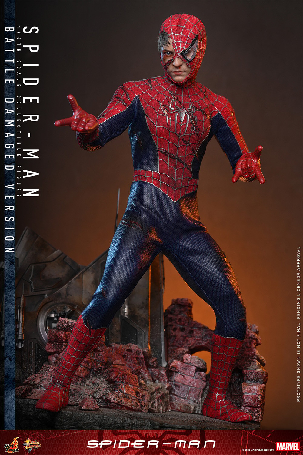 Spider-Man (Battle Damaged Version) Sixth Scale Figure by Hot Toys