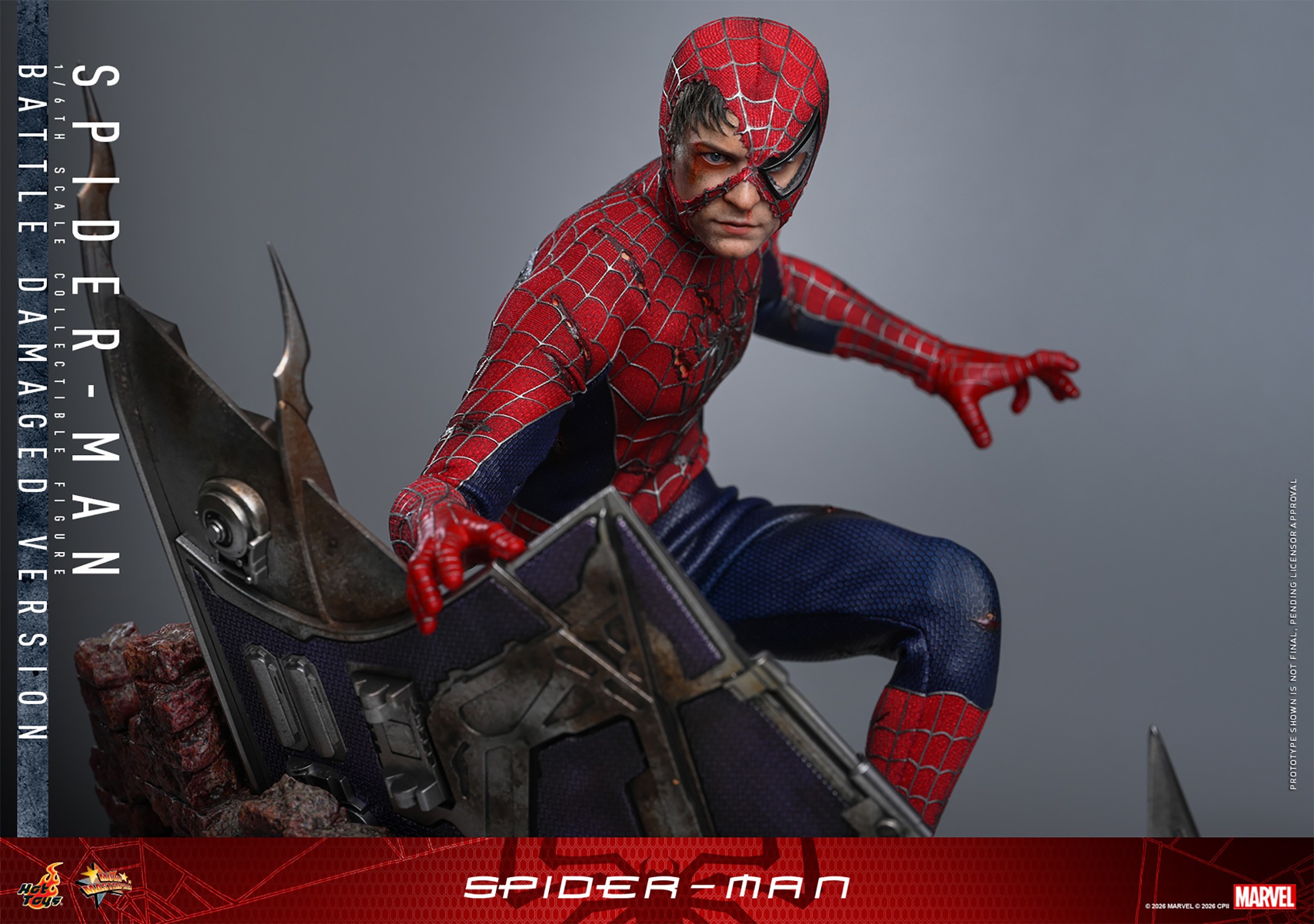 SpiderMan (Battle Damaged Version) Sixth Scale Figure by Hot Toys