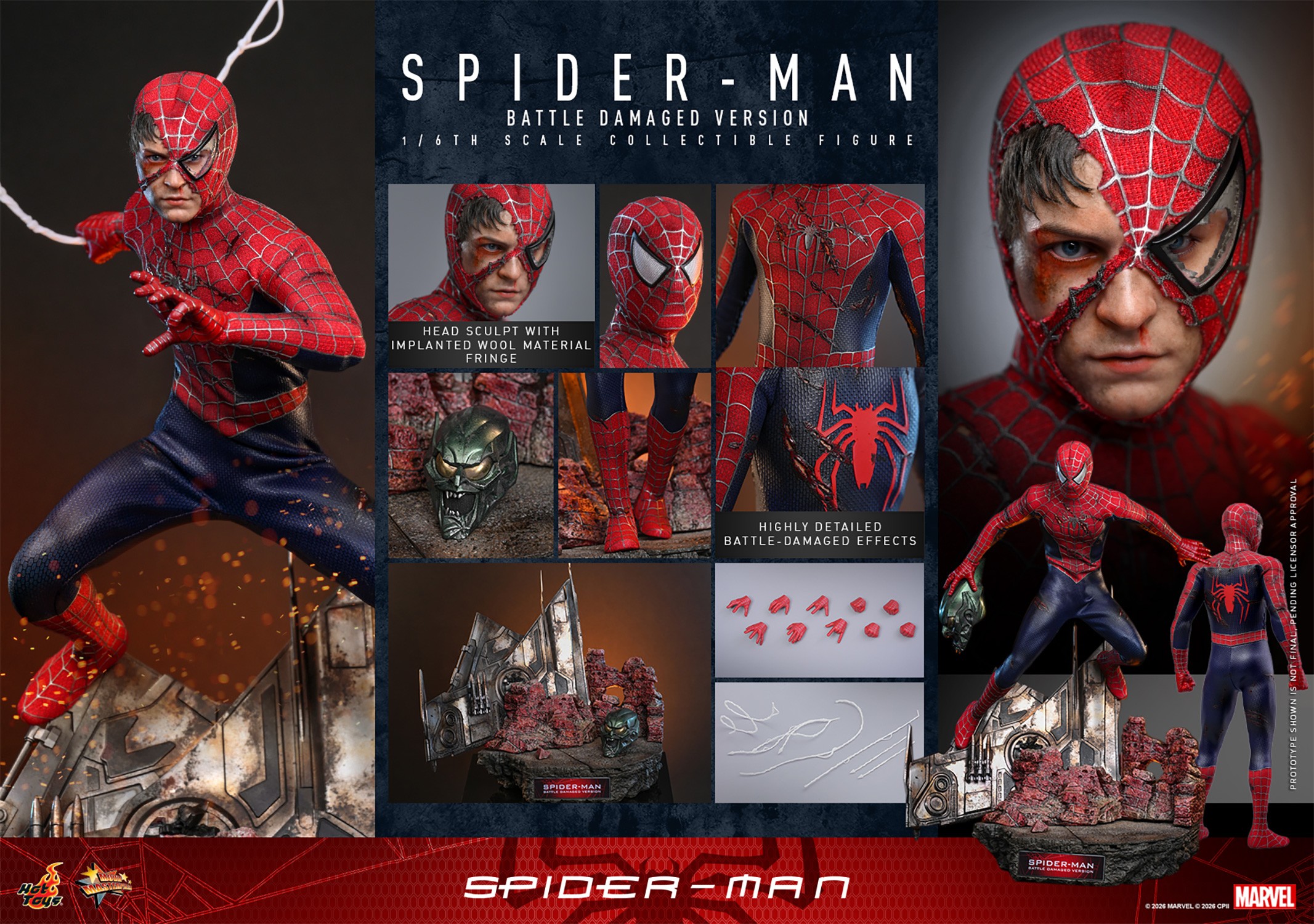 Spider-Man (Battle Damaged Version) Sixth Scale Figure by Hot Toys