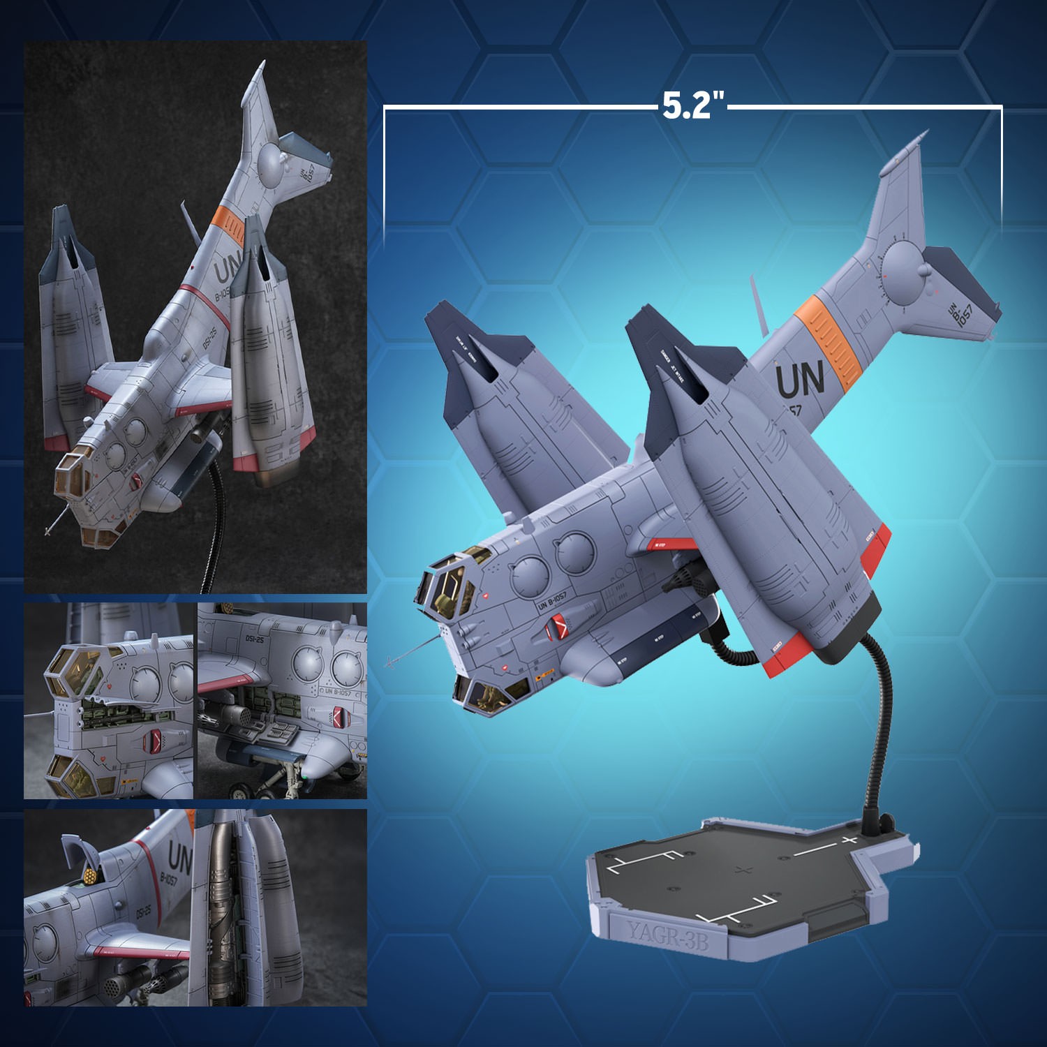 Evangelion YAGR-3B UNAF Close Air Support VTOL Aircraft (Pre-Painted Finished Model Version) Model Kit  (Prototype Shown) View 2