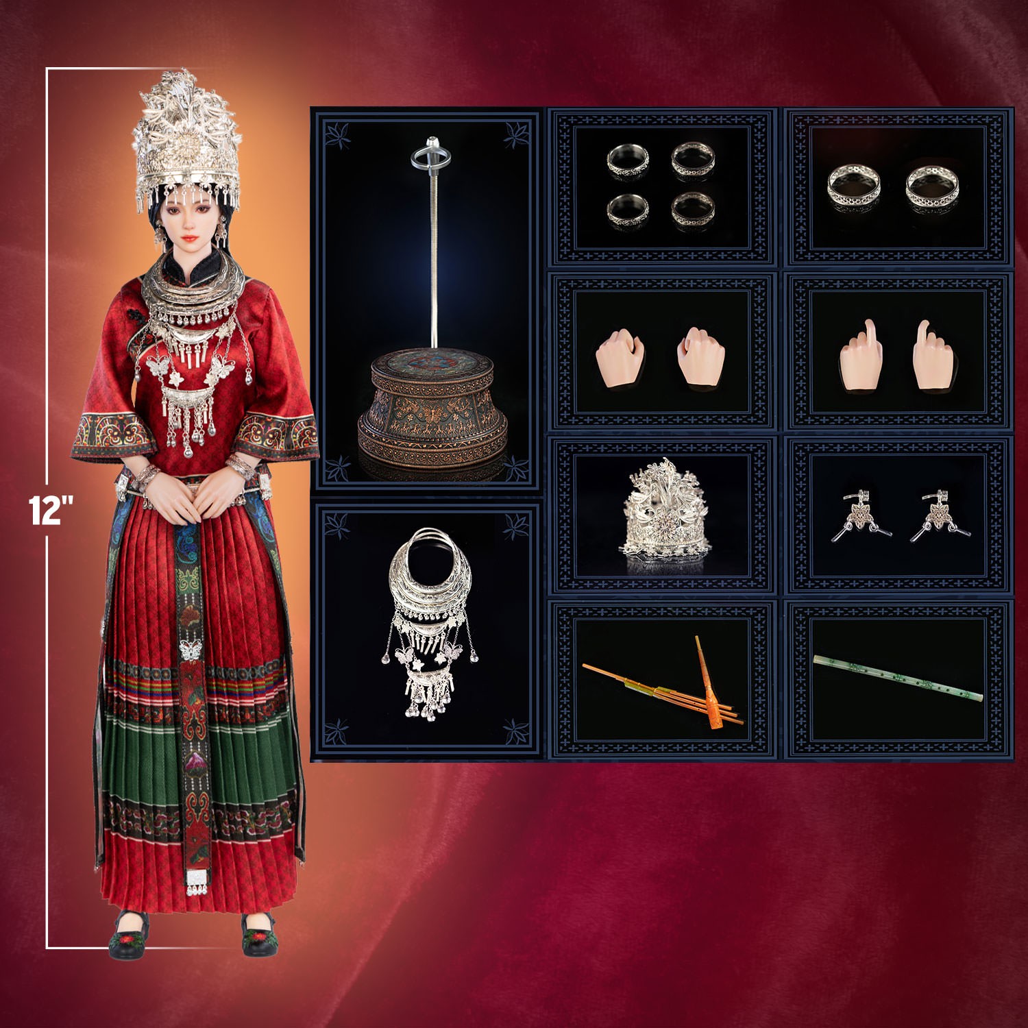 TBLeague The Miao of China’s 56 Ethnic Groups (Red) Sixth Scale Figure  (Prototype Shown) View 2