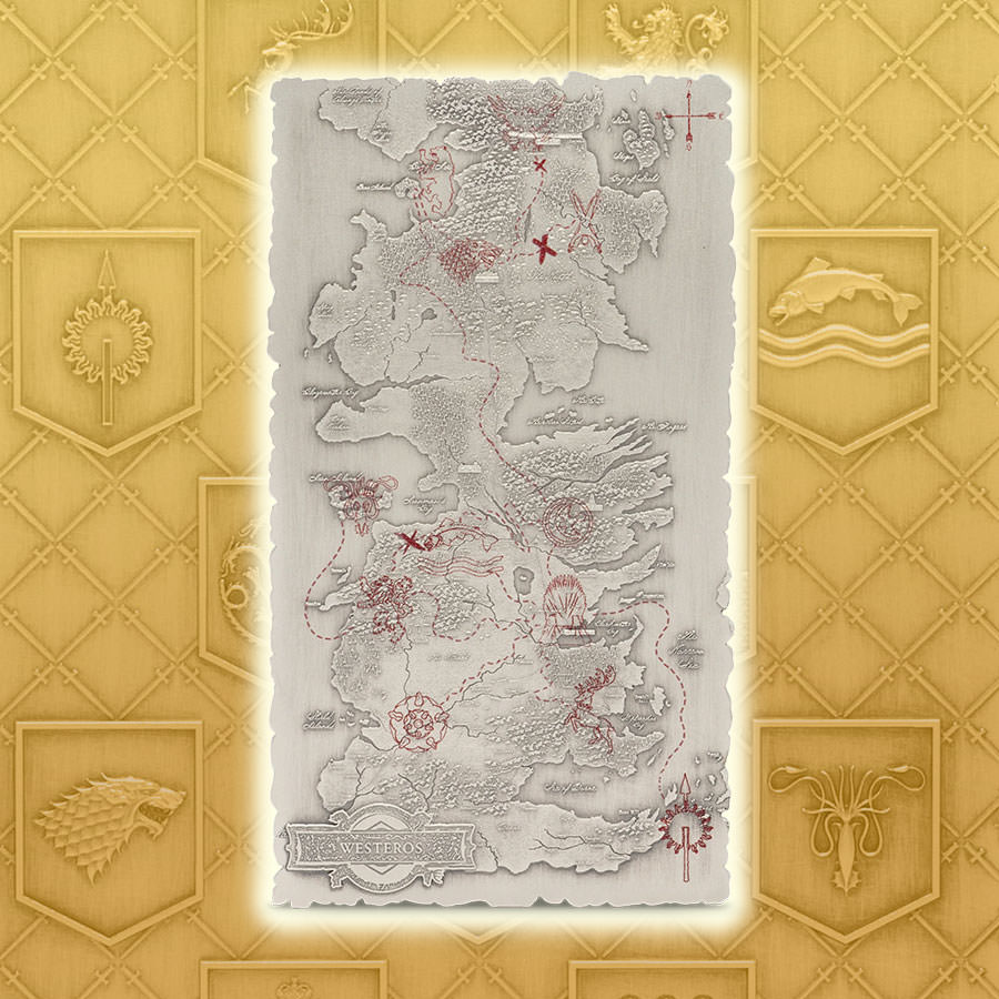 Game of Thrones Map of Westeros Silver Collectible  (Prototype Shown) View 1