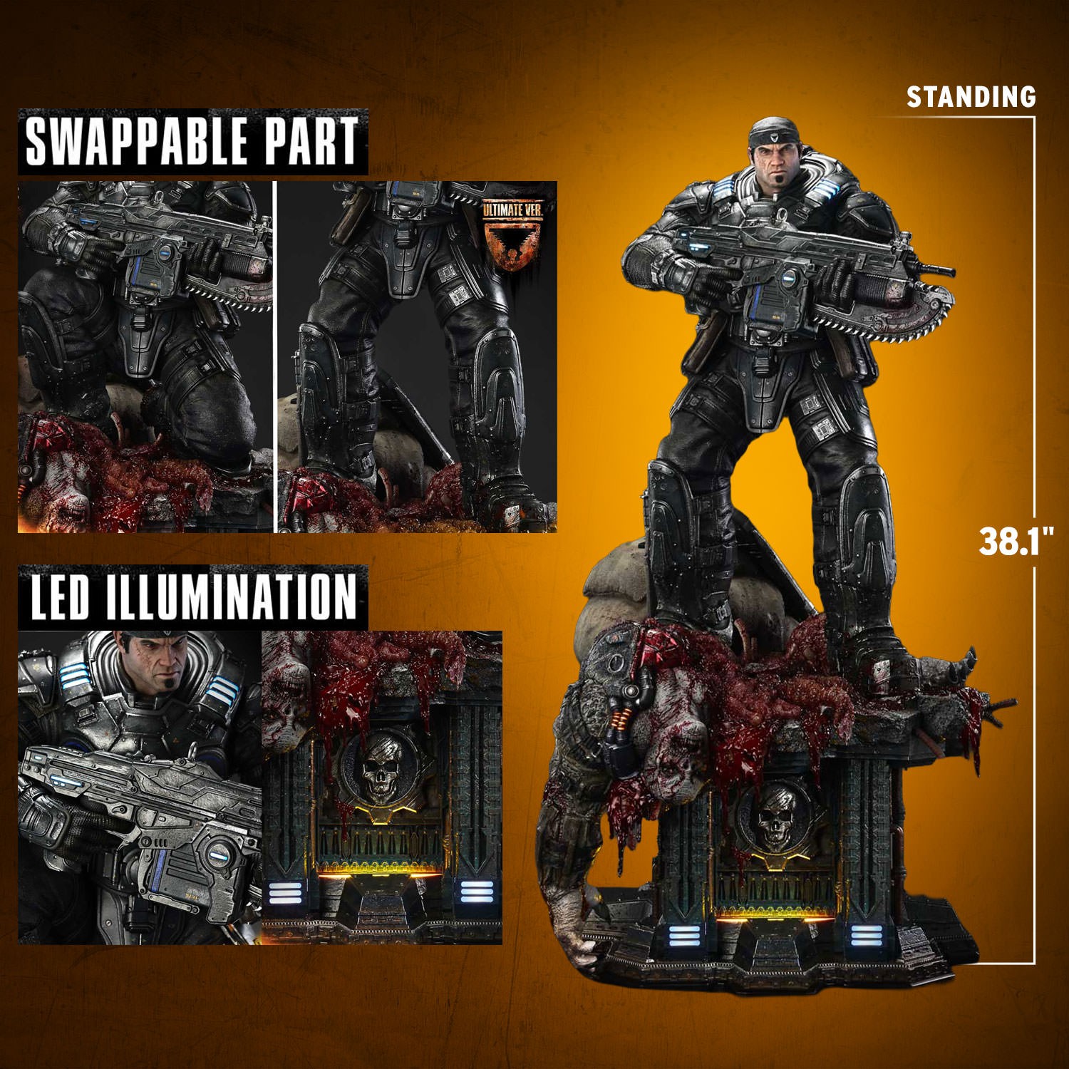 Gears of War Marcus Fenix (Ultimate Version) 1:3 Scale Statue  (Prototype Shown) View 2