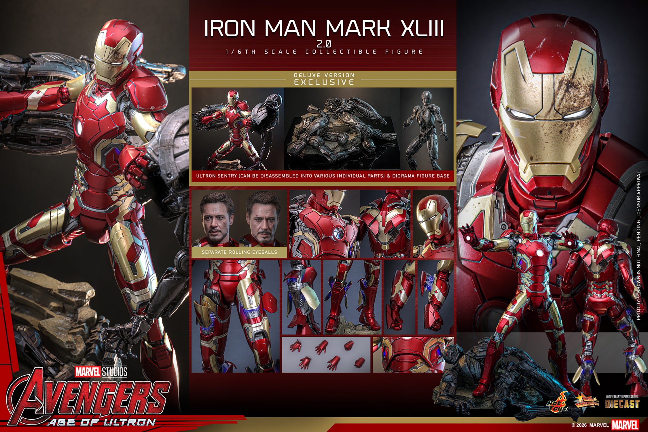 Marvel Iron Man Mark XLIII (2.0) (Deluxe Version) Sixth Scale Figure  (Prototype Shown) View 17