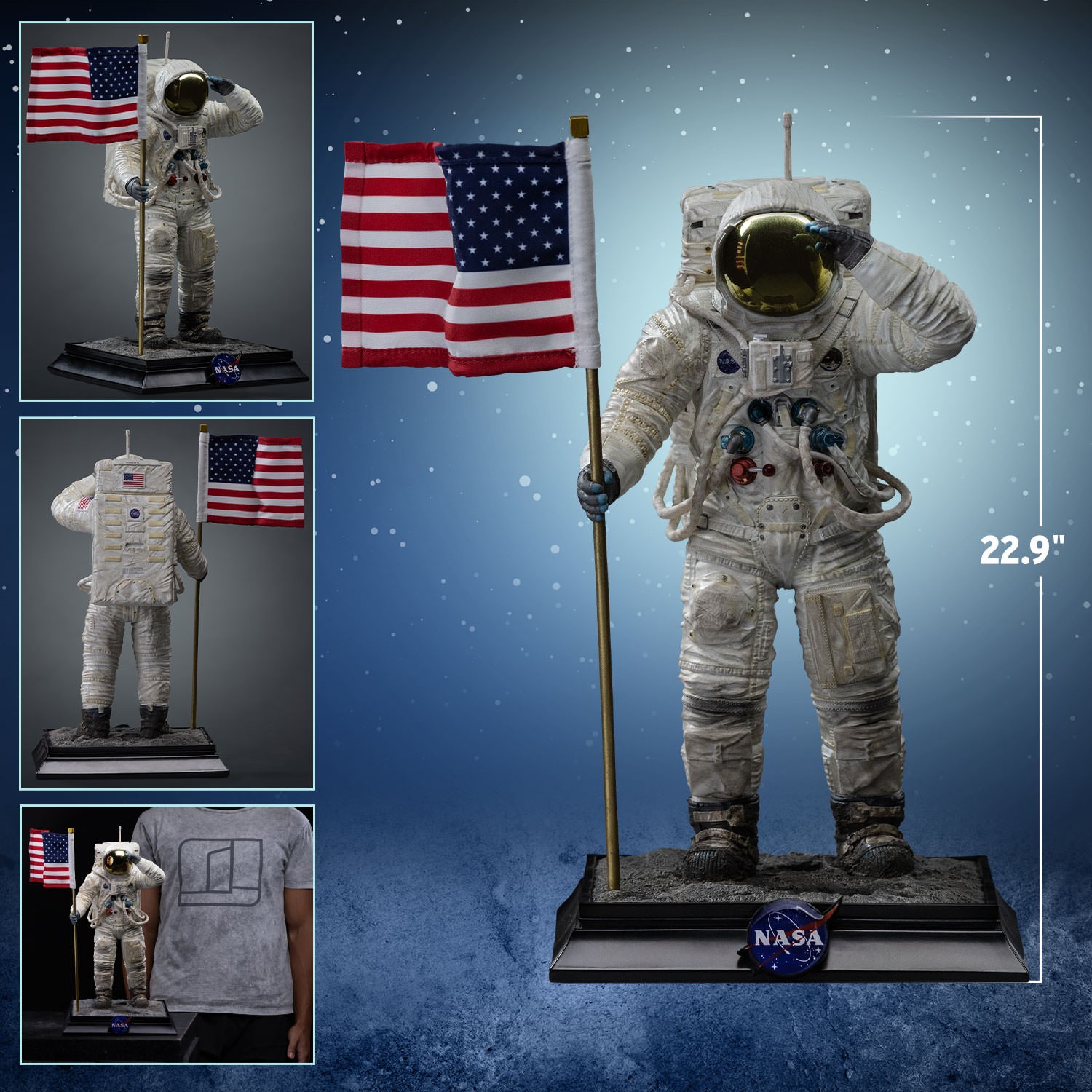 NASA Apollo 11 Astronaut Quarter Scale Statue  (Prototype Shown) View 2