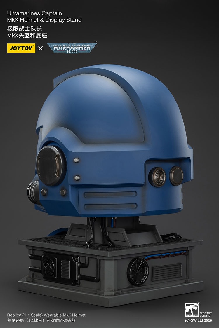 Warhammer 40K Ultramarines Captain MkX Helmet and Display Stand Prop Replica  (Prototype Shown) View 7