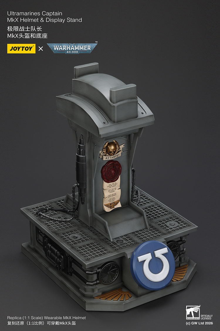 Warhammer 40K Ultramarines Captain MkX Helmet and Display Stand Prop Replica  (Prototype Shown) View 11