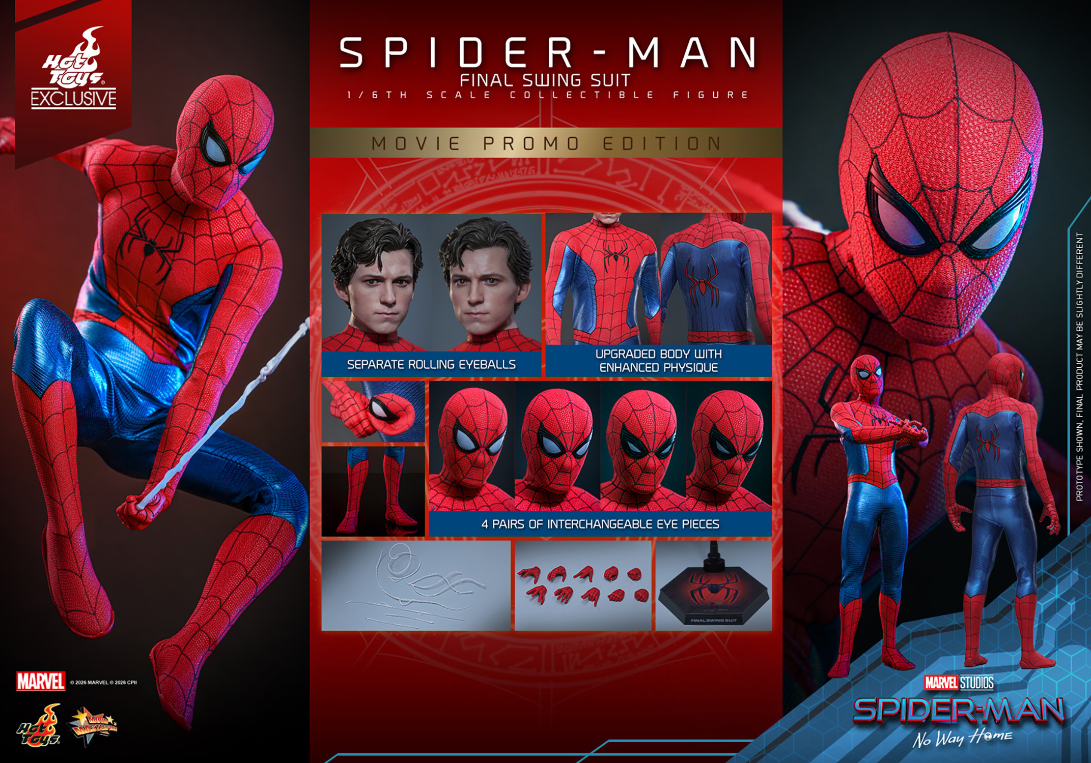 Marvel Spider-Man (Final Swing Suit) (Movie Promo Edition) Sixth Scale Figure  Exclusive Edition (Prototype Shown) View 20